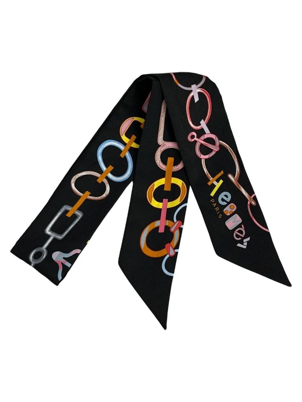 Hermes Scarf Twilly Black Red Multi